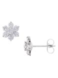 E.W Adams 18ct White Gold Diamond Cluster Flower Stud Earrings