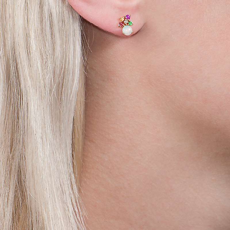 Buy London Road 9ct Yellow Gold Diamond and Gemstones Bloomsbury Harlequin Stud Earrings, Multi Online at johnlewis.com