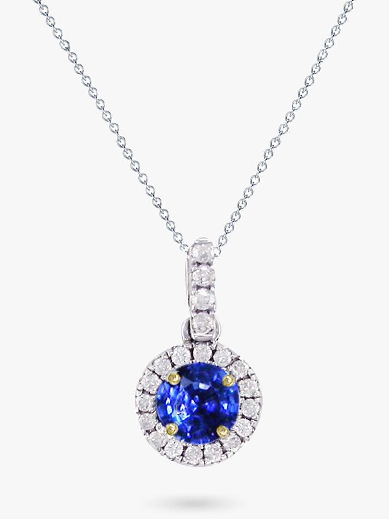 Buy E.W Adams 18ct White Gold Diamond and Sapphire Cluster Pendant Necklace Online at johnlewis.com