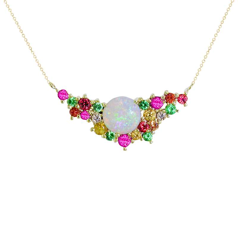 Buy London Road 9ct Yellow Gold Diamond and Gemstones Bloomsbury Harlequin Necklace, Multi Online at johnlewis.com