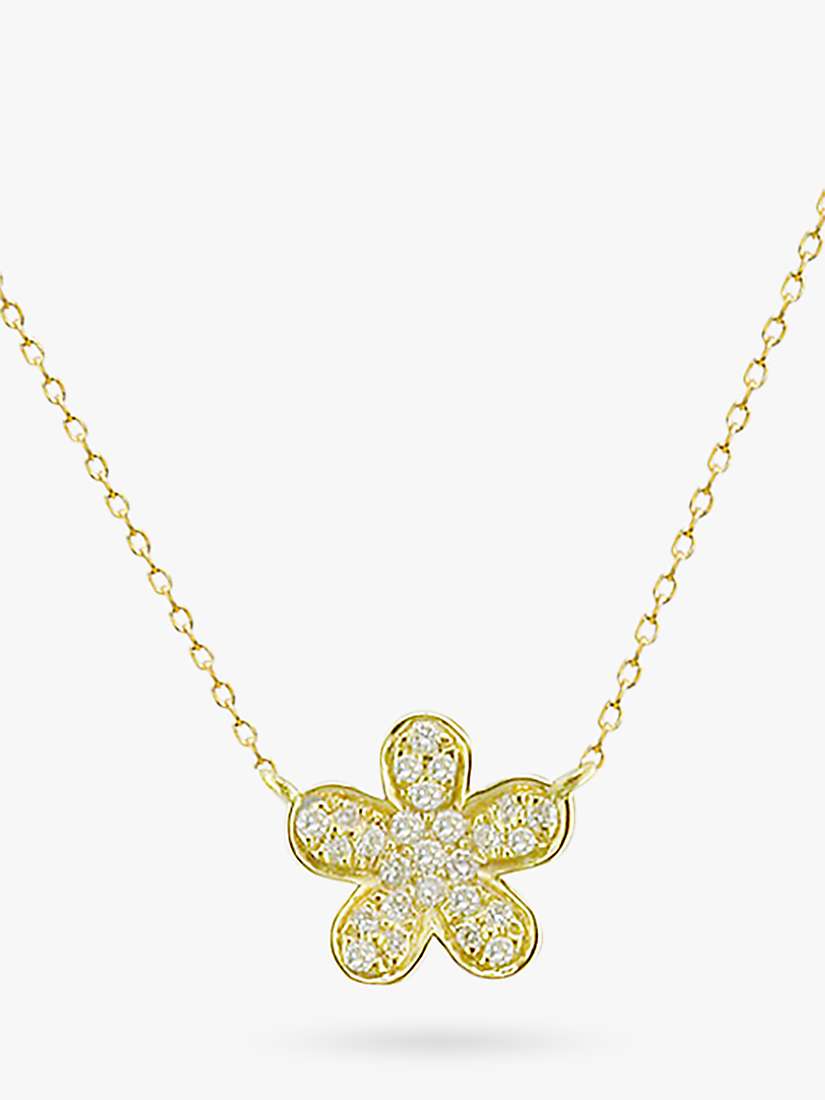 Buy E.W Adams 18ct Gold Diamond Flower Pendant Necklace Online at johnlewis.com