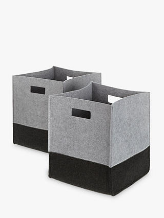House by John Lewis 2 Tone Felt Storage Box, Set of 2, Grey