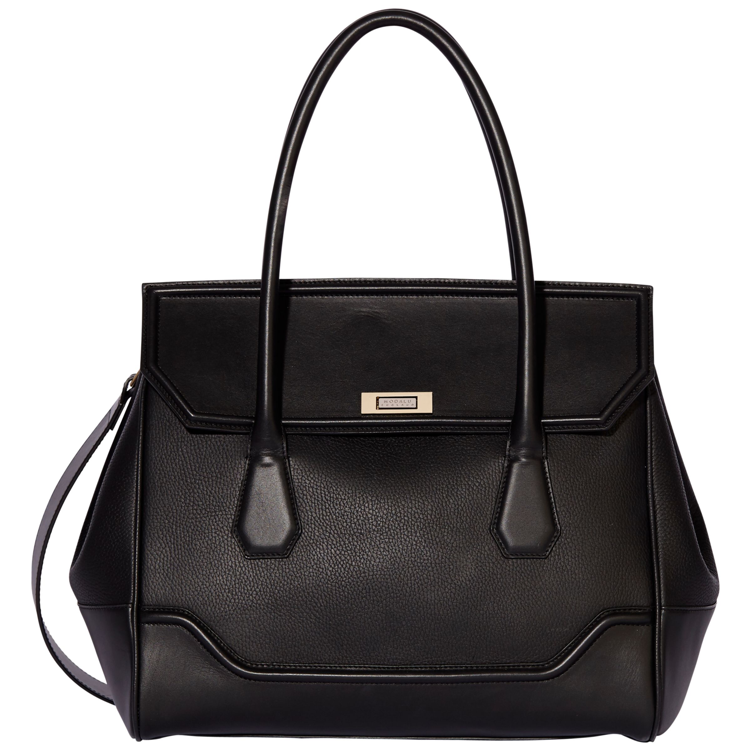 Modalu Hemingway Leather Large Grab Bag, Black at John Lewis & Partners