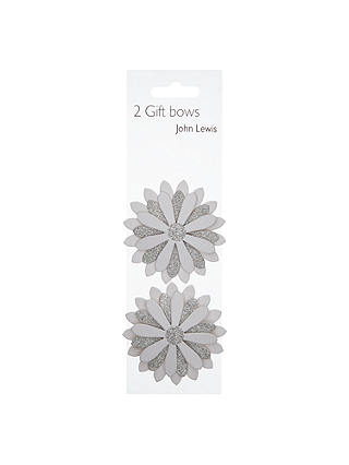 John Lewis & Partners Daisy Gift Bows, White/Silver, Pack of 2