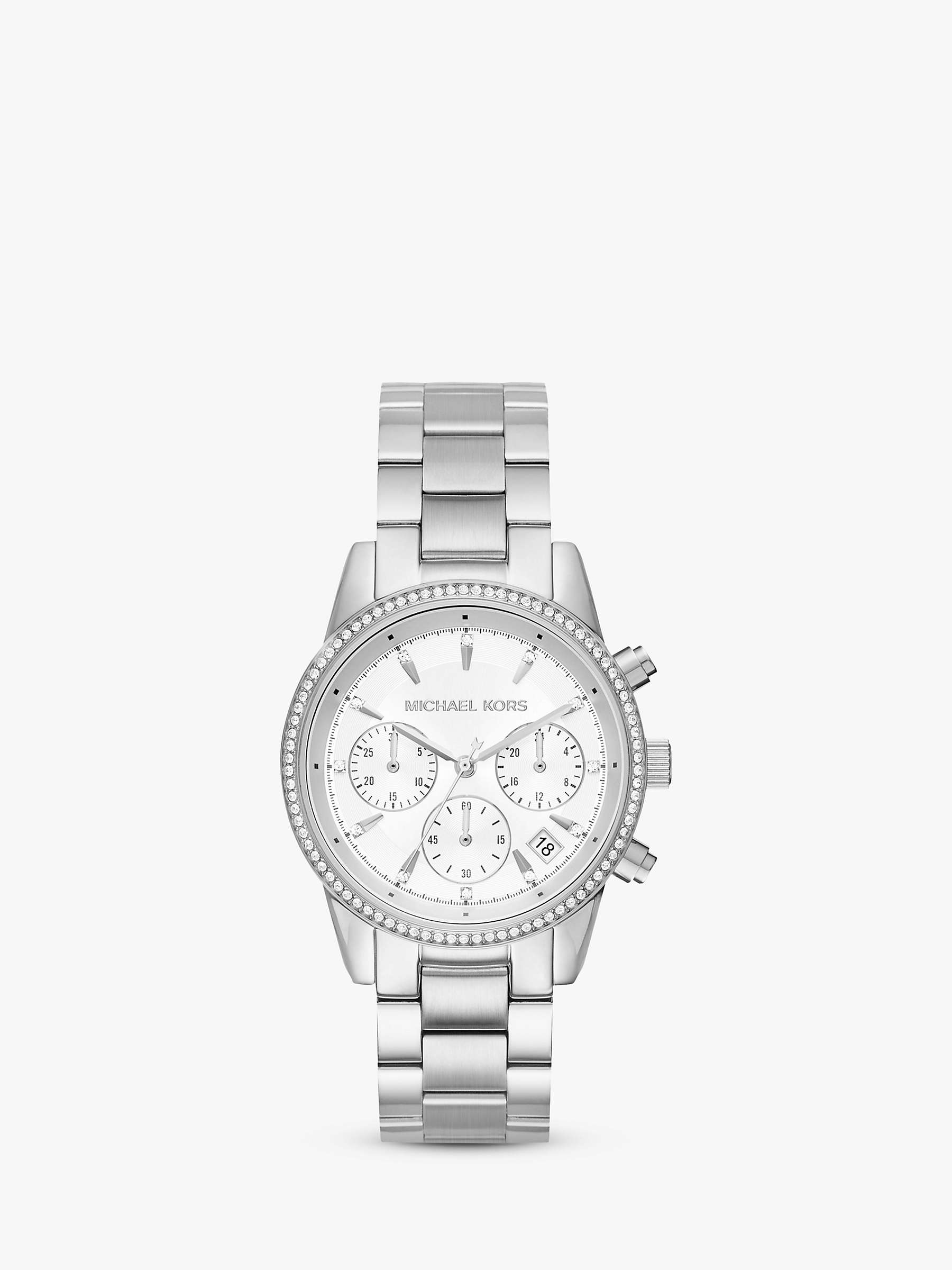 Buy Michael Kors Women's Ritz Crystal Date Chronograph Bracelet Strap Watch Online at johnlewis.com