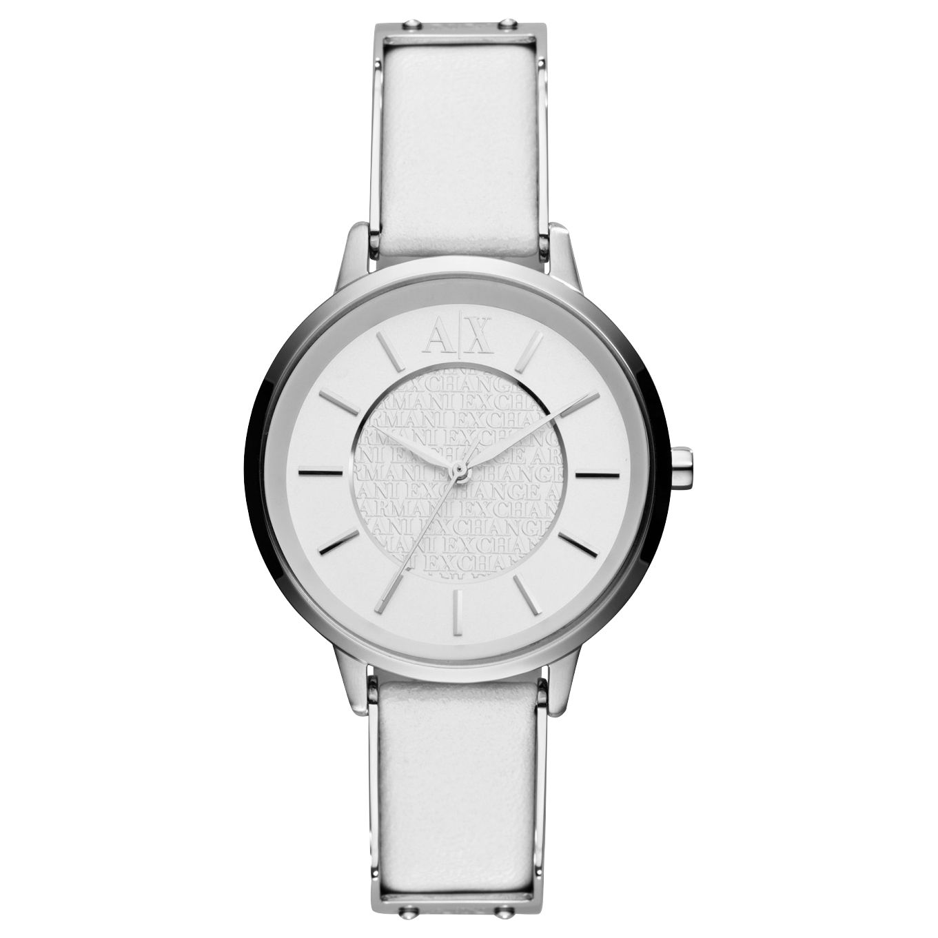 Armani Exchange Women's Leather Strap Watch, White