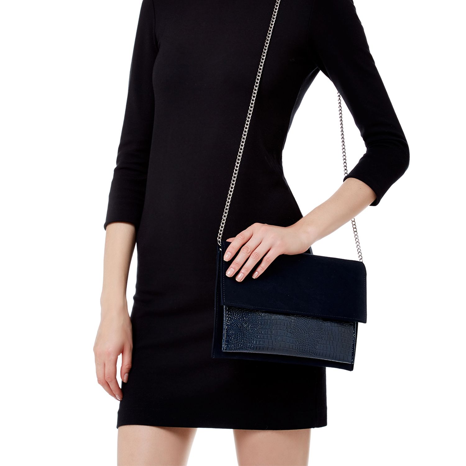 carvela navy clutch bag