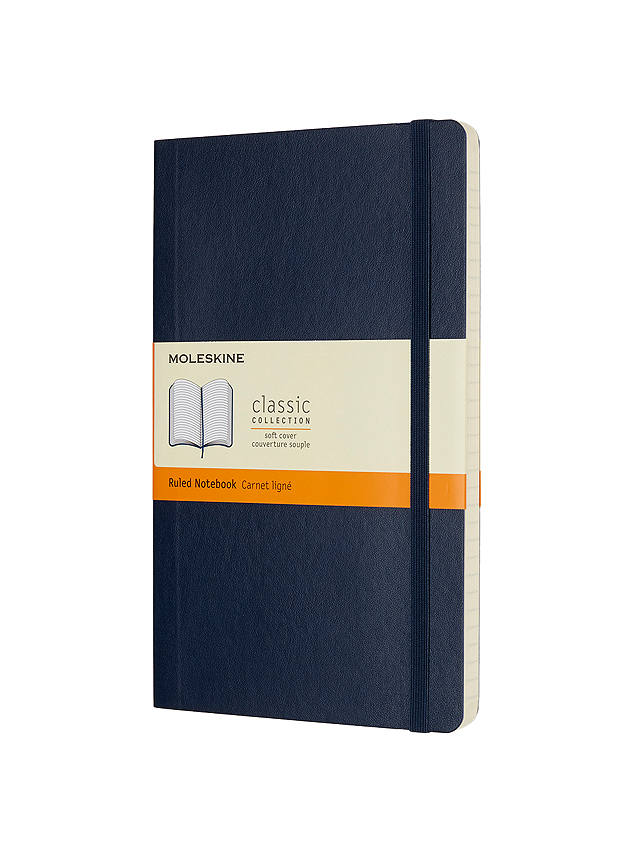 Moleskine Large Soft Cover Ruled Notebook, Navy