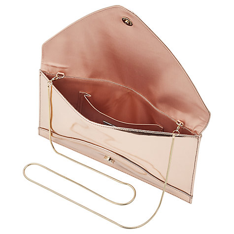 Buy Phase Eight Metallic Leather Envelope Clutch Bag, Rose Gold | John ...