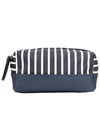 John Lewis & Partners Canvas Stripe Box Wash Bag, Navy/White