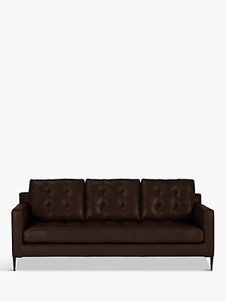 Draper Range, John Lewis Draper Large 3 Seater Leather Sofa, Metal Leg, Nature Brown