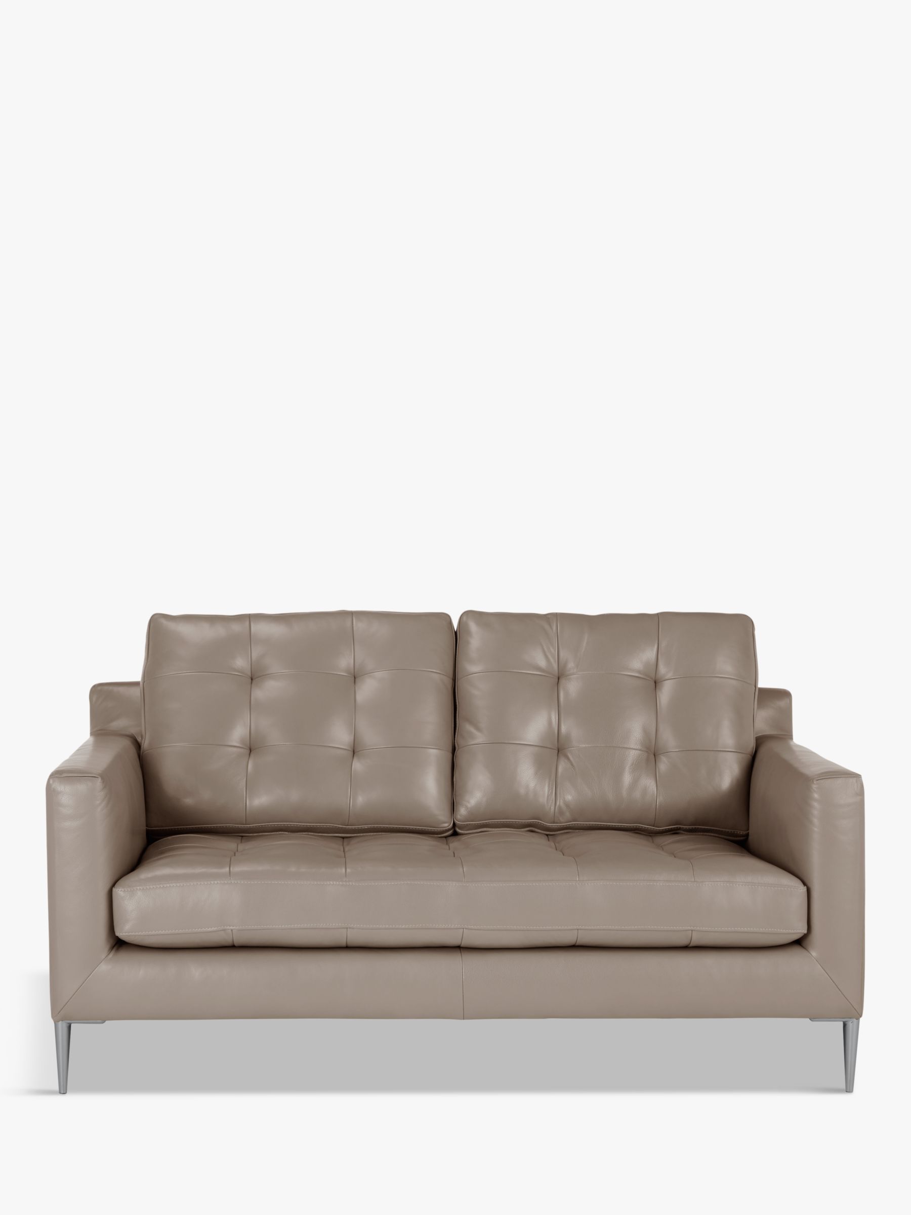 John Lewis Draper Medium 2 Seater Leather Sofa, Metal Leg