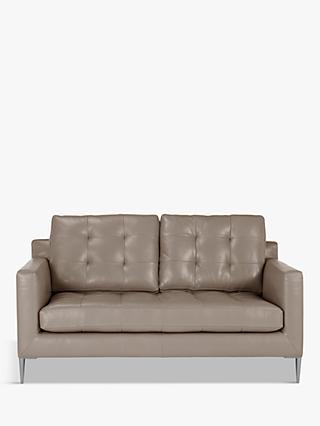 John Lewis Draper Medium 2 Seater Leather Sofa, Metal Leg