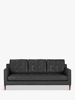 Draper Range, John Lewis Draper Large 3 Seater Leather Sofa, Dark Leg, Winchester Anthracite