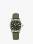 Hamilton H69419363 Men's Khaki Field Officer Handwinding Date Fabric Strap Watch, Khaki Green