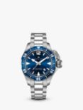 Hamilton H77705145 Men's Khaki Navy Frogman Date Bracelet Strap Watch, Silver/Blue