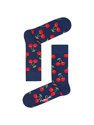 Happy Socks Cherry Socks, One Size, Navy