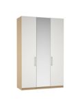ANYDAY John Lewis & Partners Mix It Tall Mirrored Triple Wardrobe with T-bar Handles, Gloss White/Natural Oak