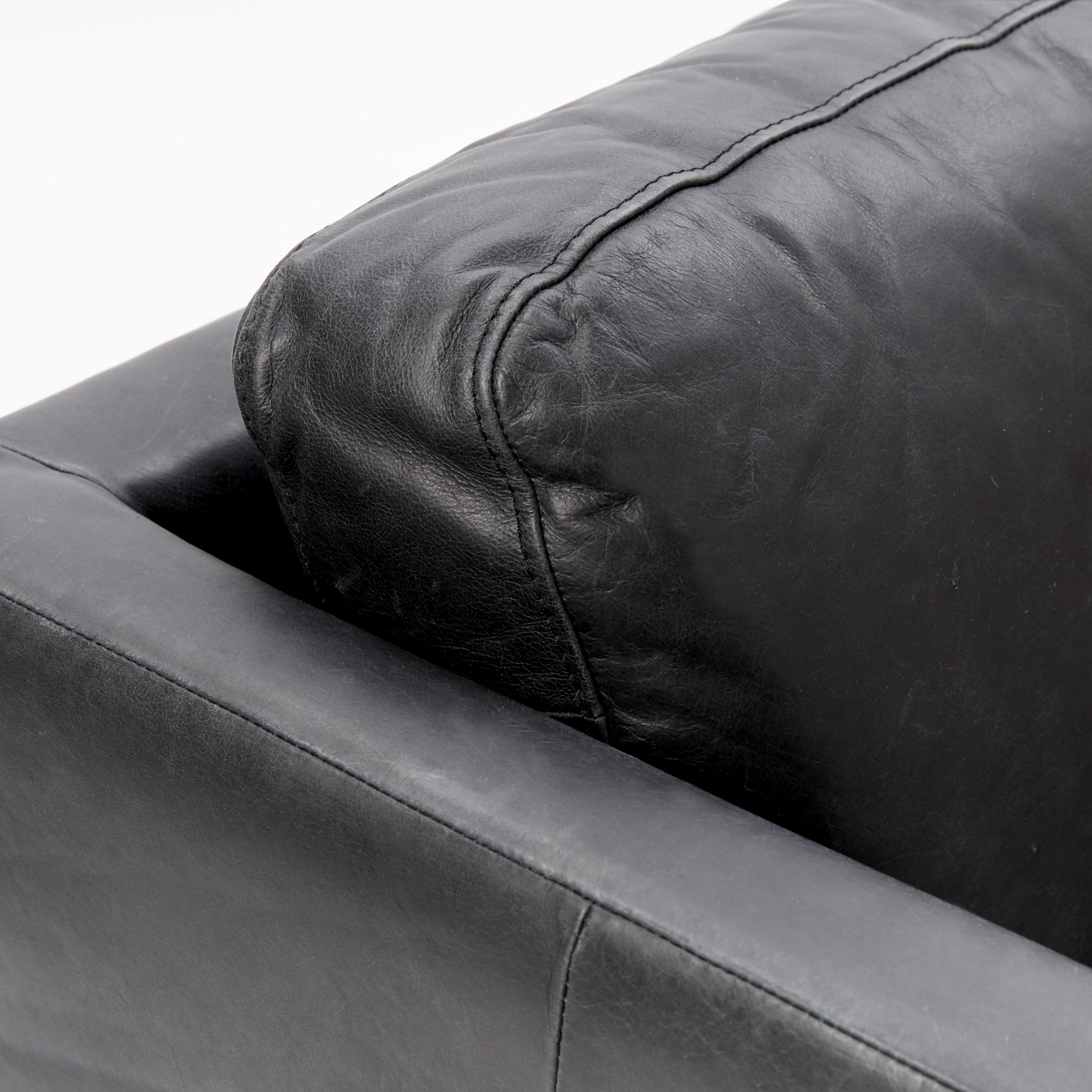 West Elm Brooklyn Leather 3 Seater Sofa Liquorice At John Lewis