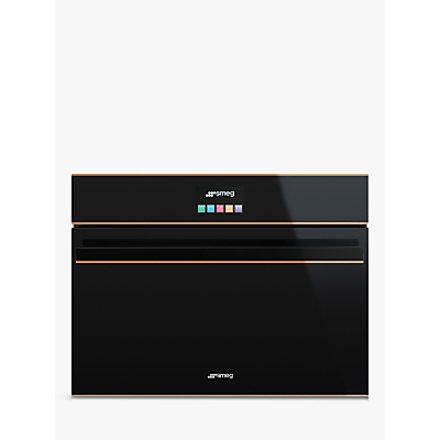 Smeg SF4604MCNR Dolce Stil Novo Integrated Combination Microwave Oven, Black/Copper