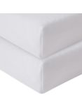 John Lewis Organic Cotton Fitted Travel Cot Sheet, Pack of 2, White