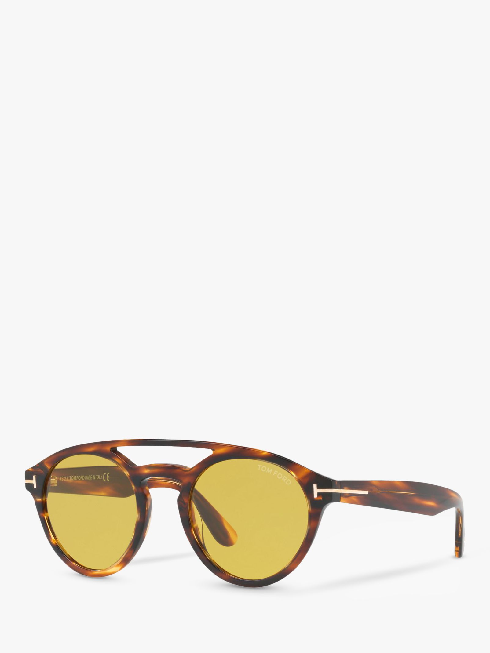 TOM FORD FT0537 Clint Round Sunglasses, Tortoise/Yellow
