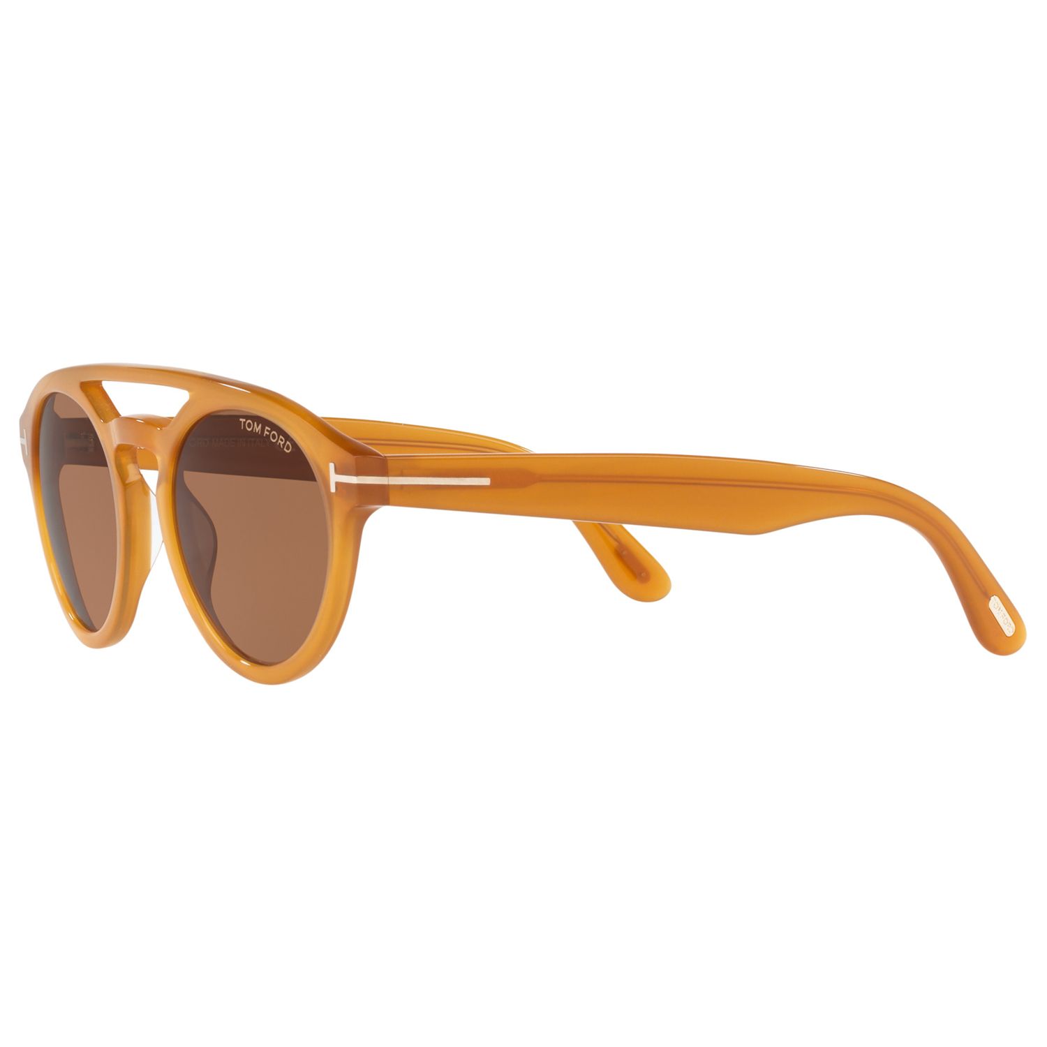 TOM FORD TF537 Clint Round Sunglasses, Camel