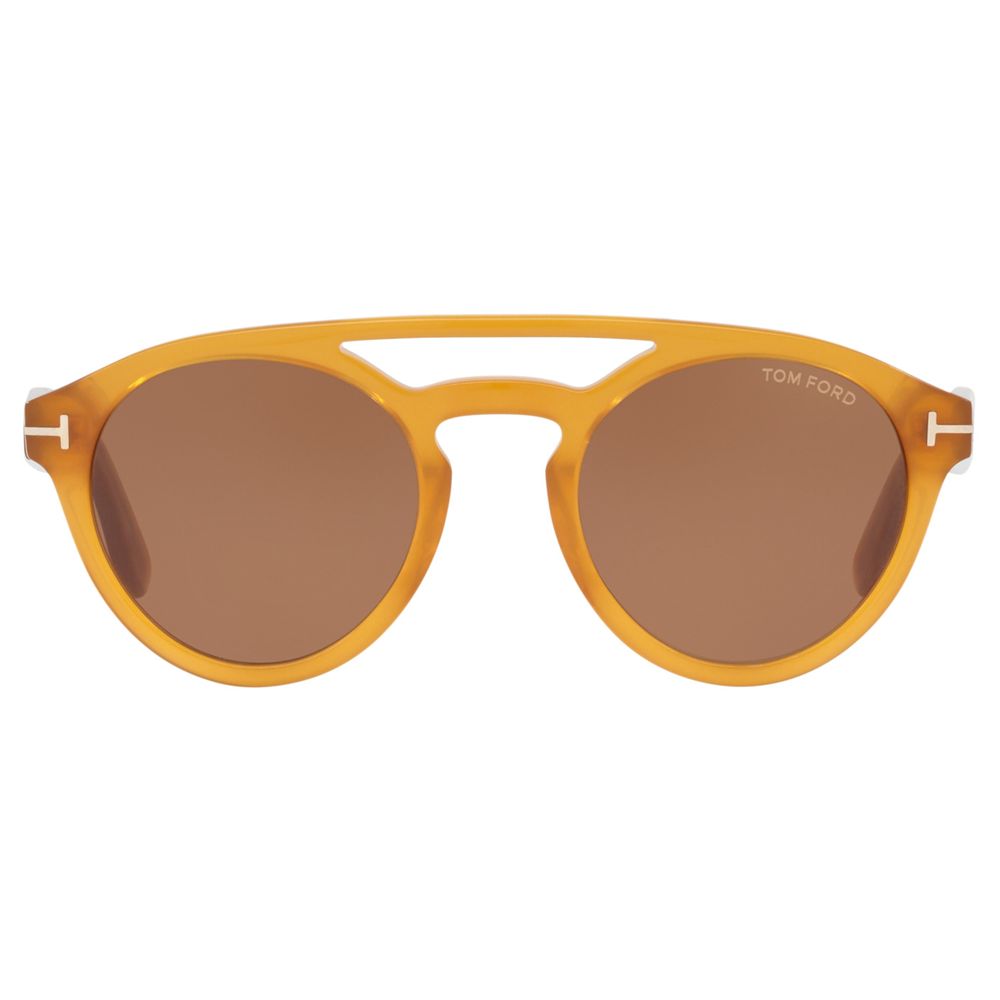 TOM FORD TF537 Clint Round Sunglasses, Camel