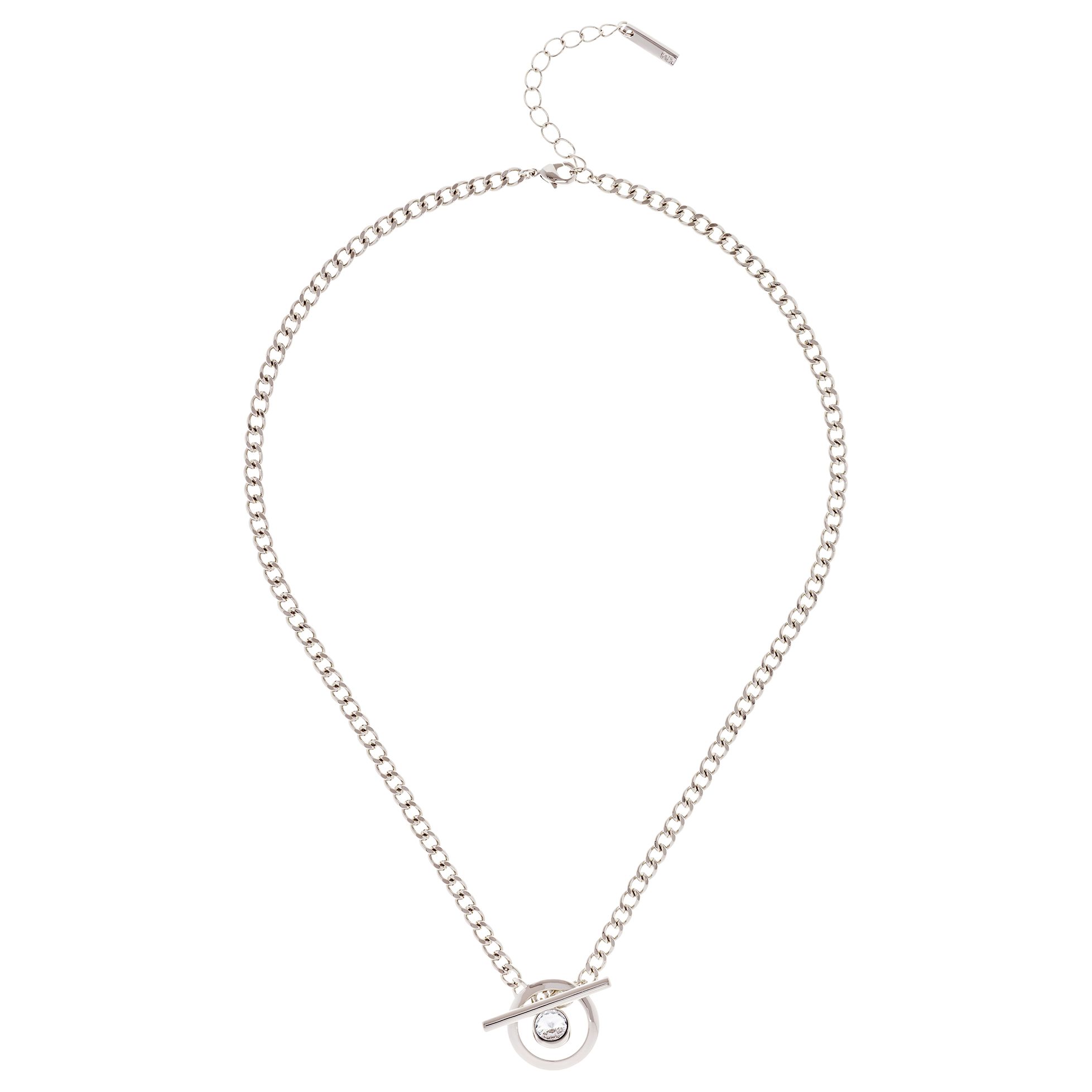 Karen Millen Quantum Swarovski Crystal T-Bar Chain Necklace, Silver