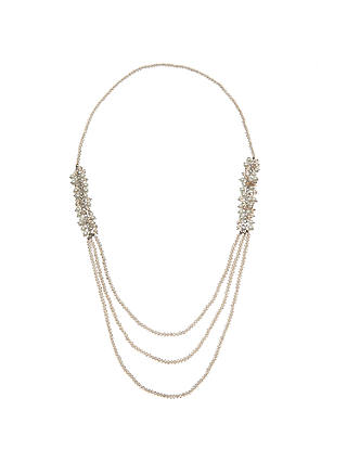 John Lewis & Partners Long Crystal Layered Necklace, Clear