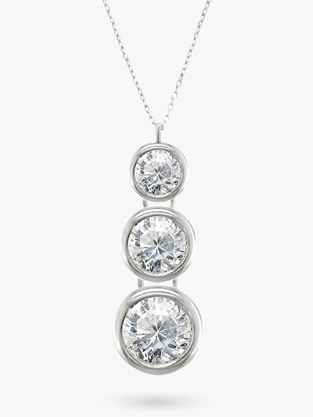 Buy E.W Adams 18ct White Gold Trilogy Rub Over Diamond Pendant Necklace Online at johnlewis.com