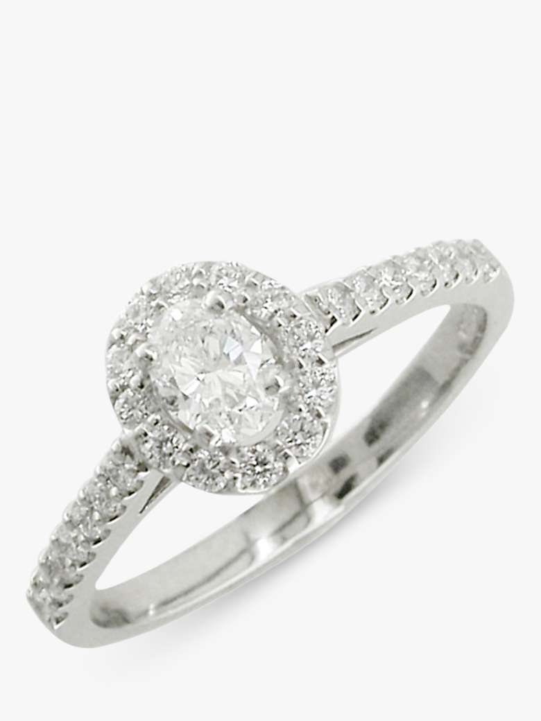 Buy E.W Adams Platinum Oval Diamond Cluster Engagement Ring, 0.68ct Online at johnlewis.com