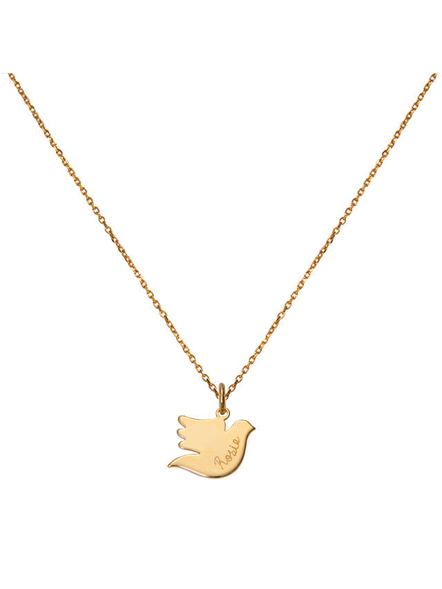 Merci Maman Personalised Dove Pendant Chain Necklace, Gold