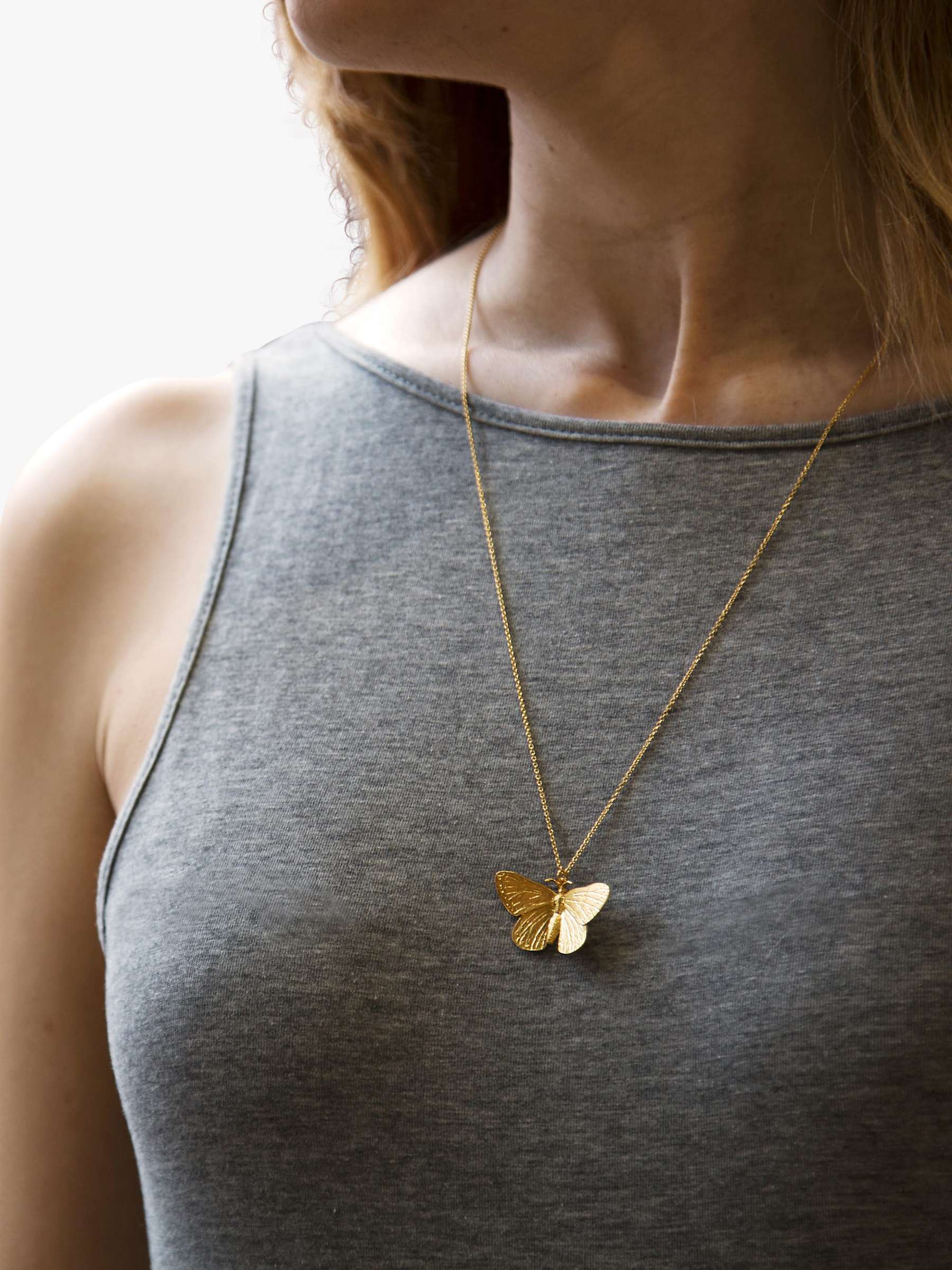 Buy Alex Monroe Butterfly Pendant Necklace, Gold Online at johnlewis.com
