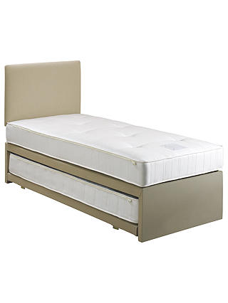 John Lewis & Partners Savoy Guest Bed with Two Open Spring Mattresses, Small Single, Topaz Beige