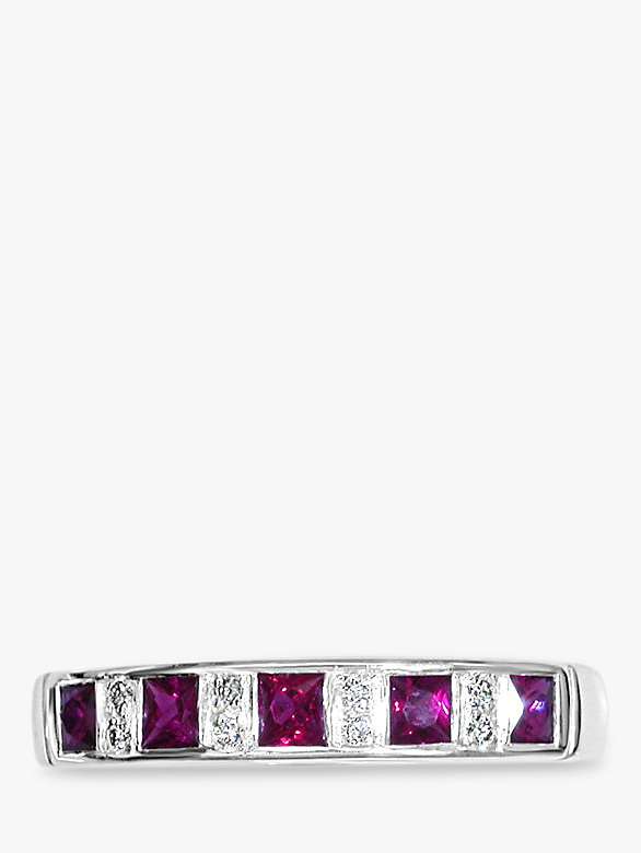 Buy E.W Adams 18ct White Gold Channel Set Ruby and Diamond Half Eternity Ring Online at johnlewis.com