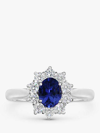 E.W Adams 18ct White Gold Sapphire and Diamond Engagement Ring, 0.45ct
