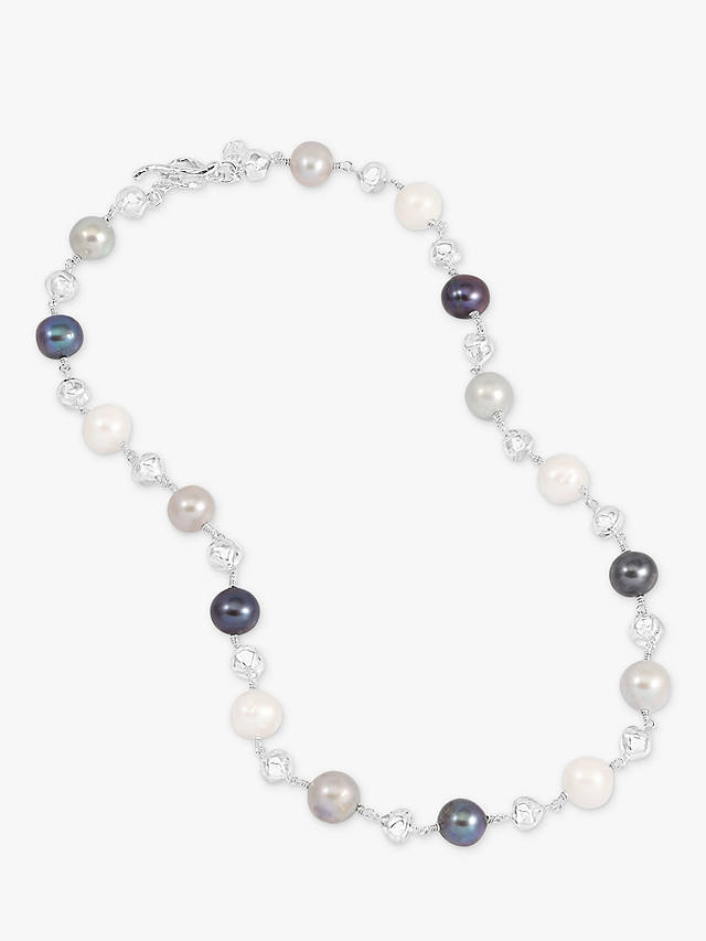 Dower & Hall Freshwater Pearl Nugget Collar Necklace, Silver/Multi