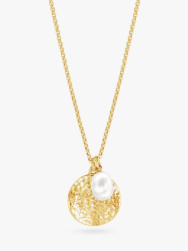 Dower & Hall Pearlicious Disc and Pearl Pendant Necklace, Gold