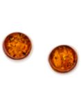 Be-Jewelled Amber Round Stud Earrings, Cognac