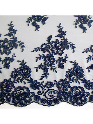 Carrington Fabrics Naomi Bead Bridal Lace Fabric, Navy