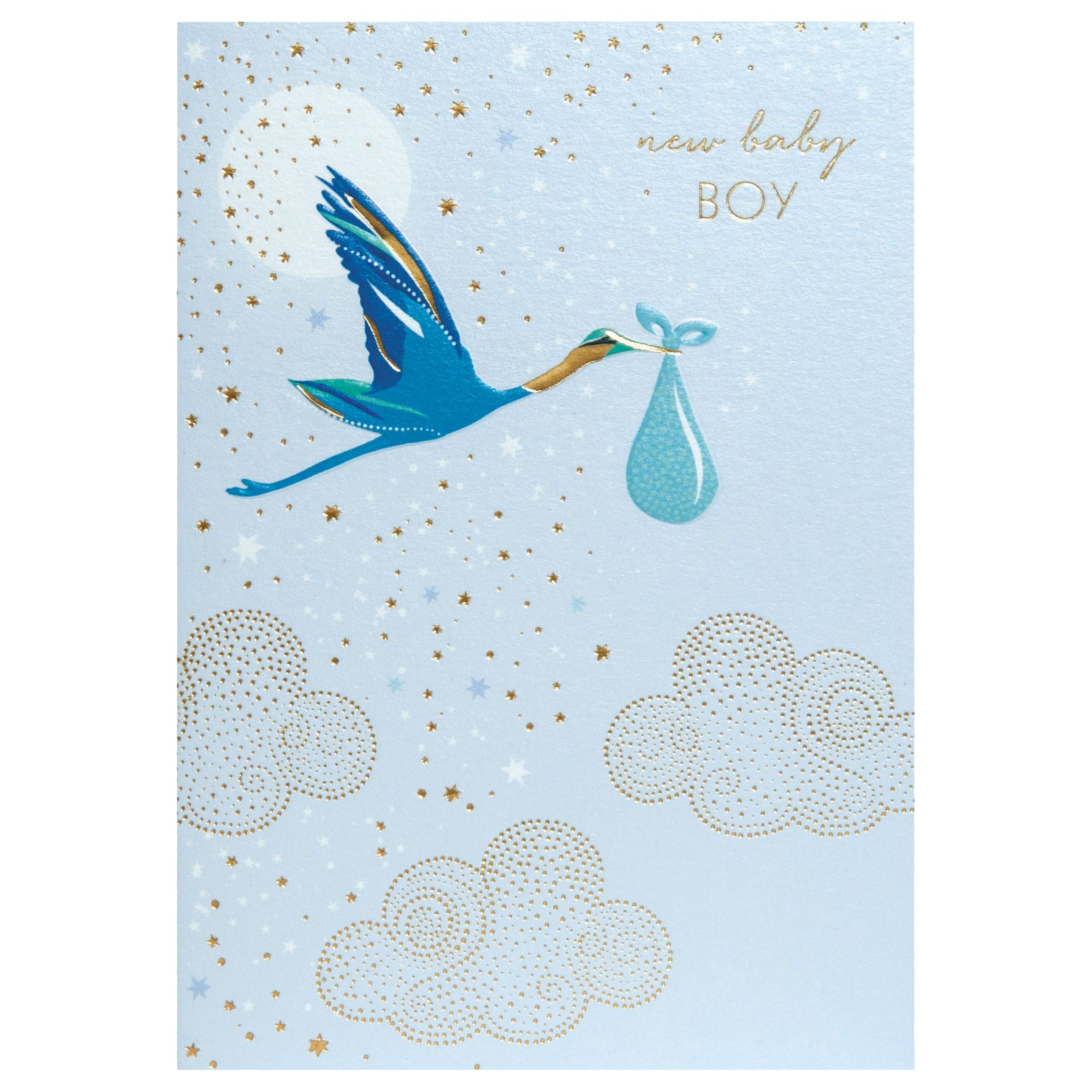 Sara Miller New Baby Boy Stork Greeting Card