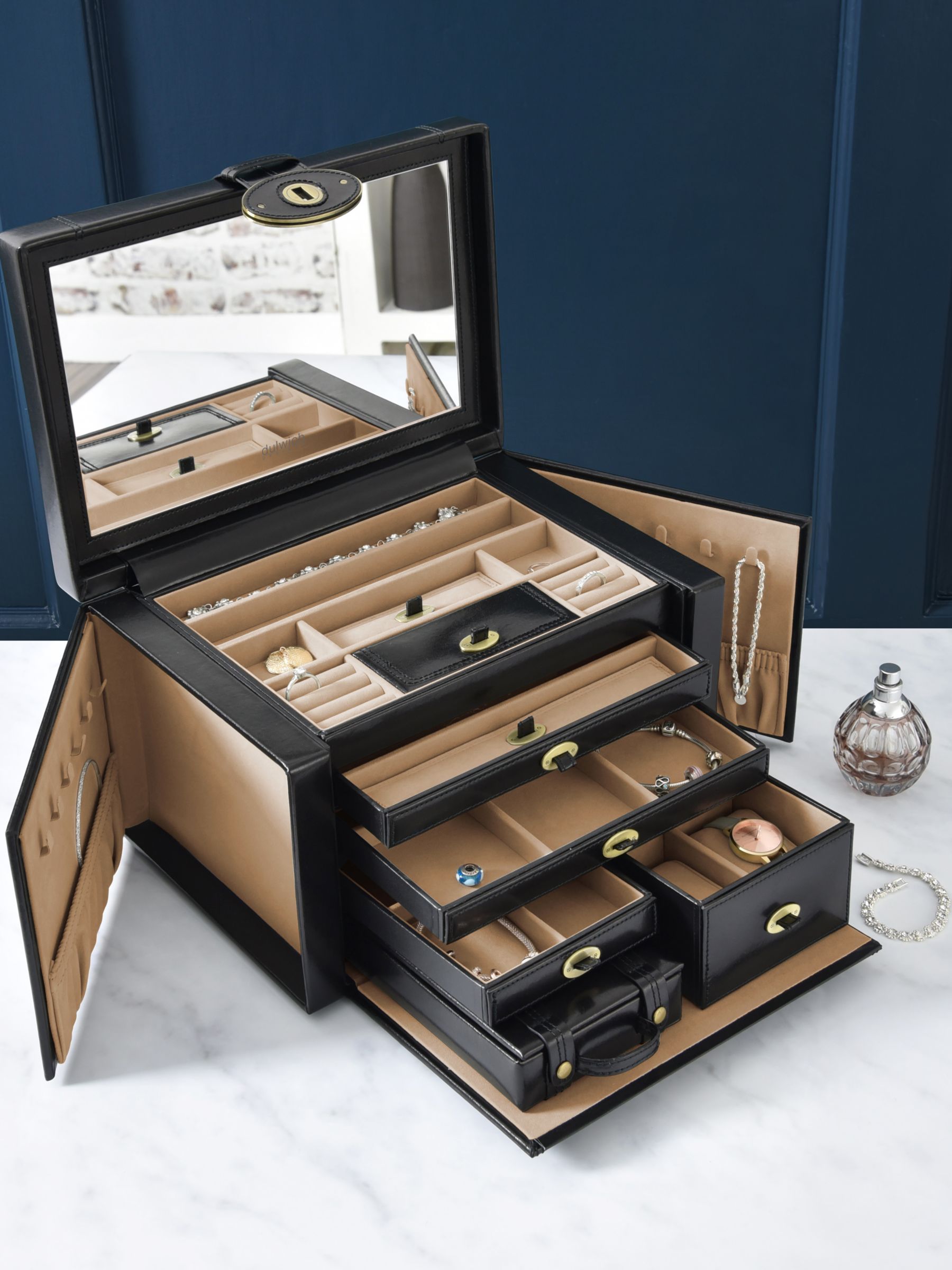 Dulwich Designs Heritage Extra Large Jewellery Box, Black at John Lewis