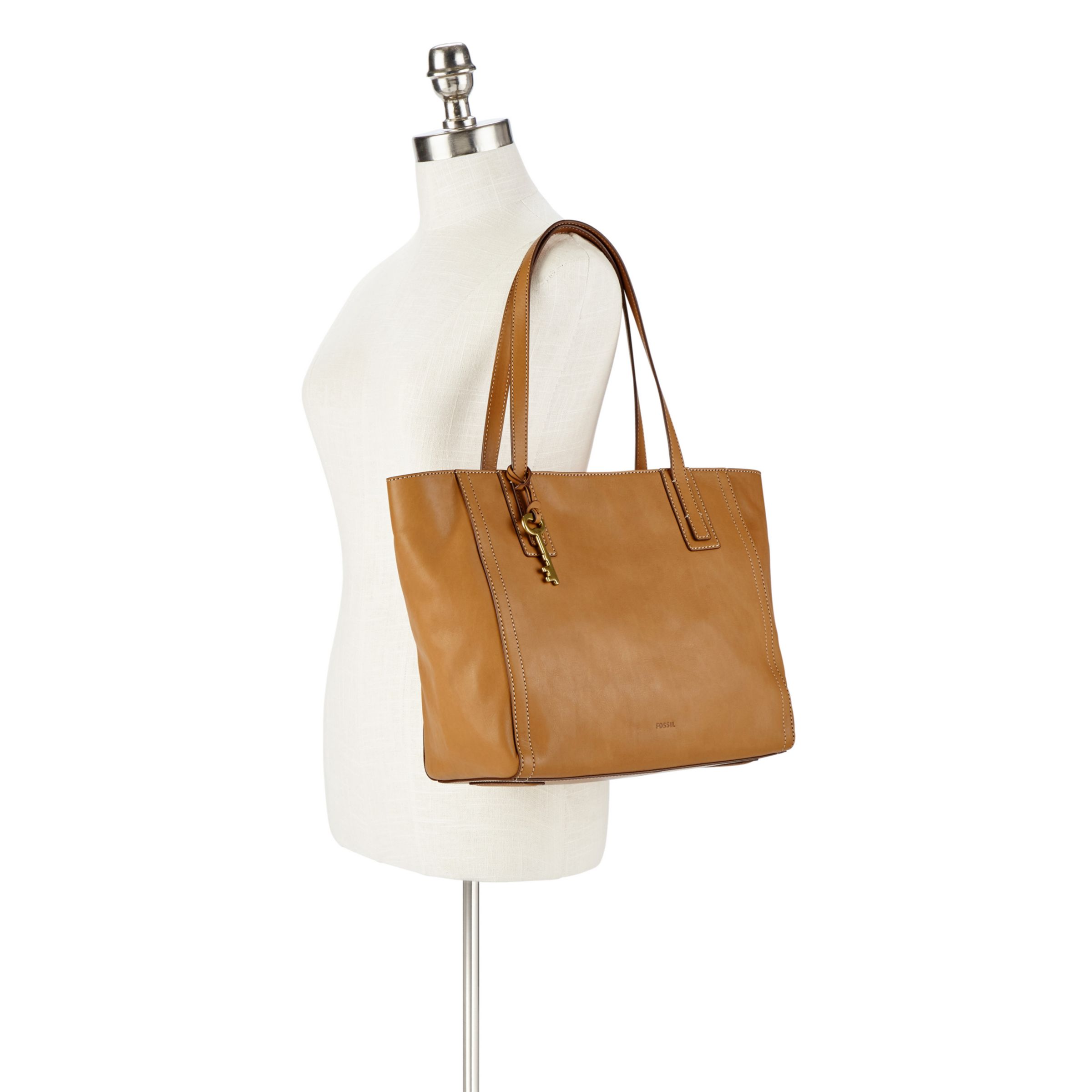 fossil leather tote bag