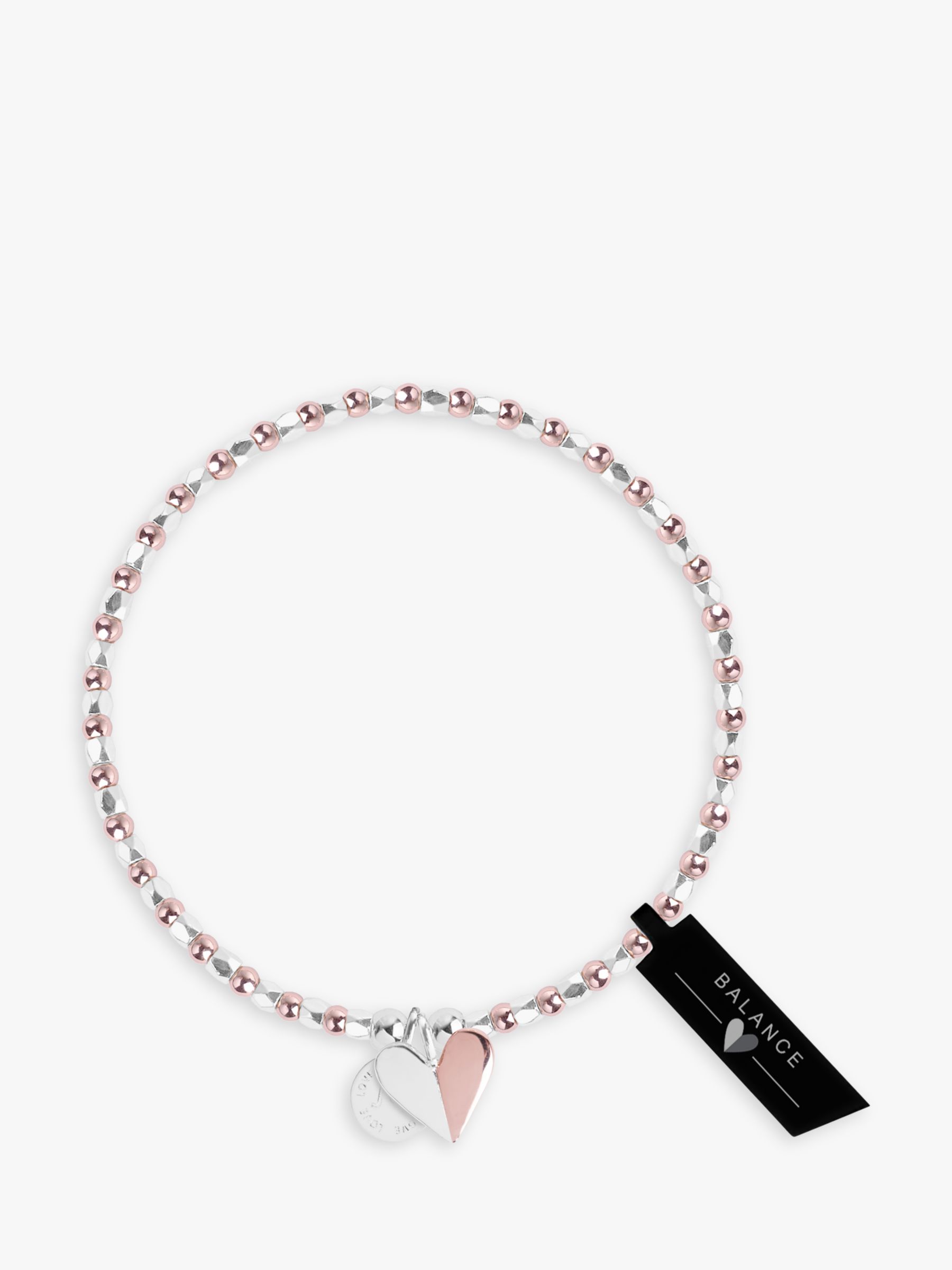 Joma Jewellery Beaded Heart Bracelet, Silver/Rose Gold at John Lewis & Partners