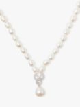 Lido Freshwater Rice Pearl Knot Swirl Drop Collar Necklace, White