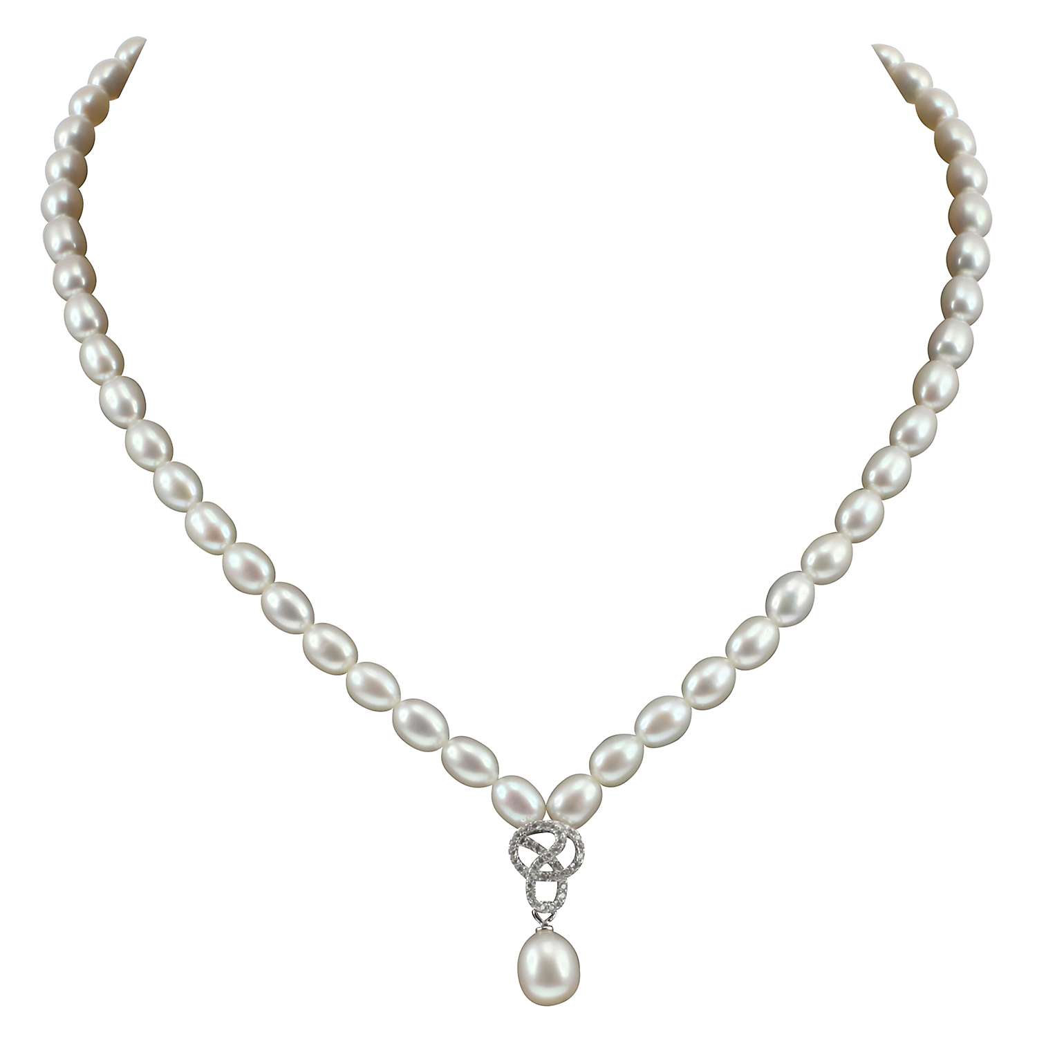 Buy Lido Freshwater Rice Pearl Knot Swirl Drop Collar Necklace, White Online at johnlewis.com