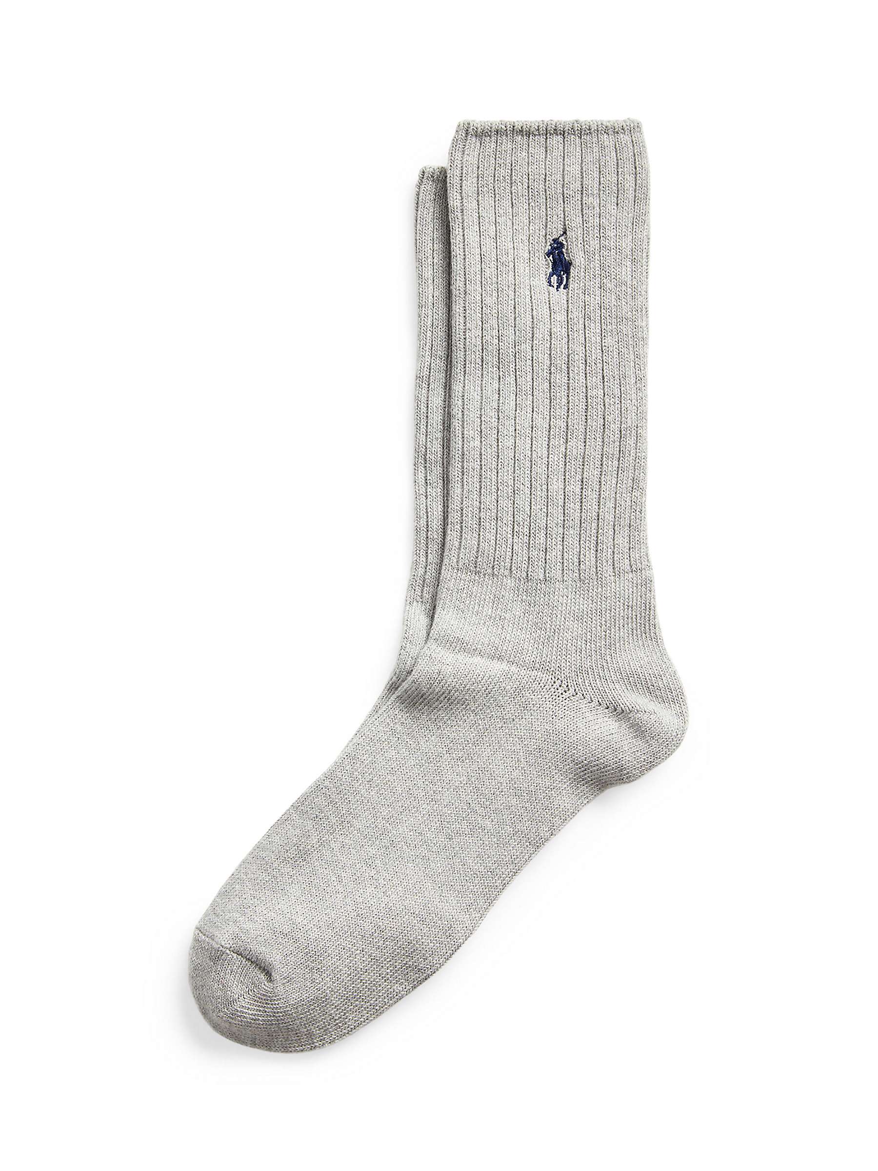 Buy Polo Ralph Lauren Ribbed Cotton Socks, One Size, Grey Online at johnlewis.com