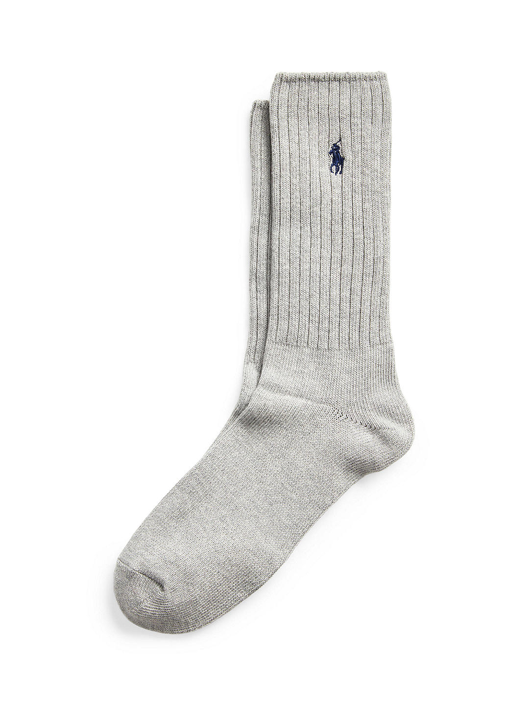 Polo Ralph Lauren Ribbed Cotton Socks, One Size, Grey at John Lewis ...