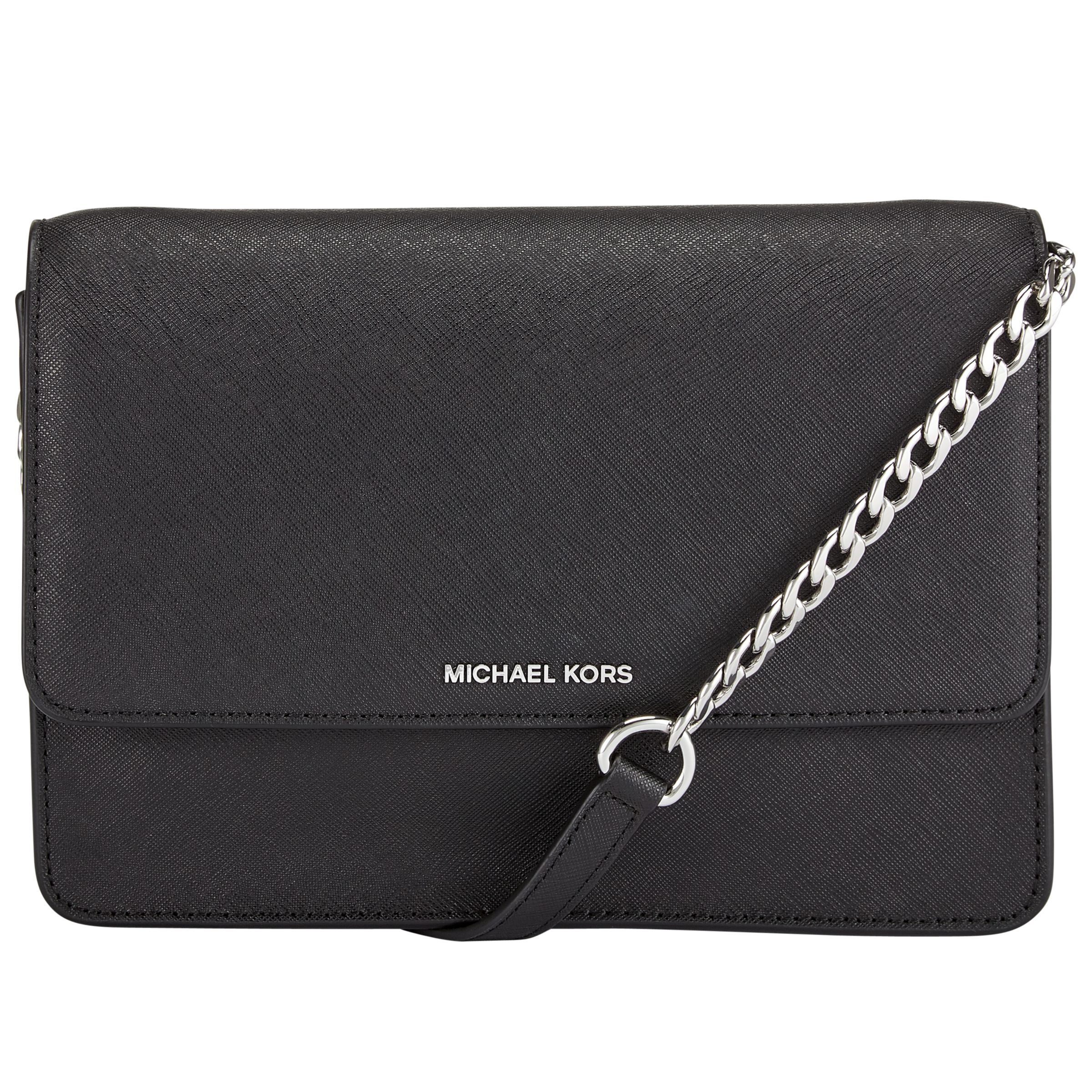 MICHAEL Michael Kors Black Leather and Patent Leather Daniela Crossbody Bag MICHAEL  Michael Kors